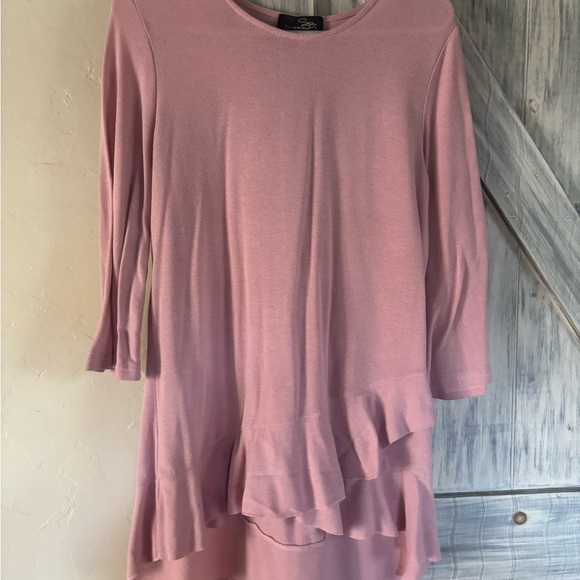 Pink Women's Top with Ruffle Hem - Picture 3 of 5